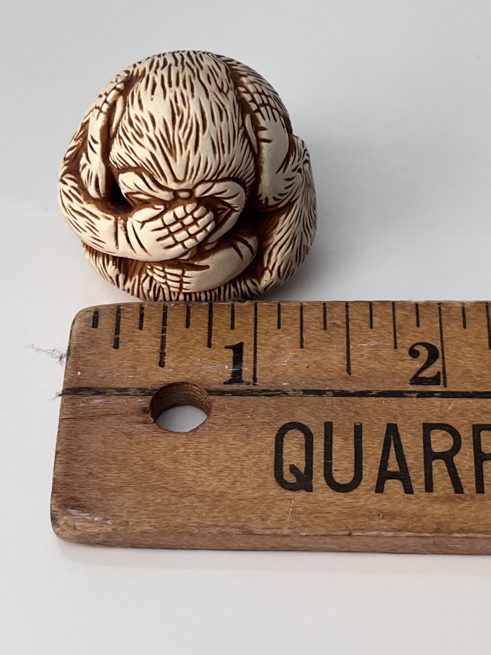 Hand-Carved Cream Monkey Figurine Decorative Accent